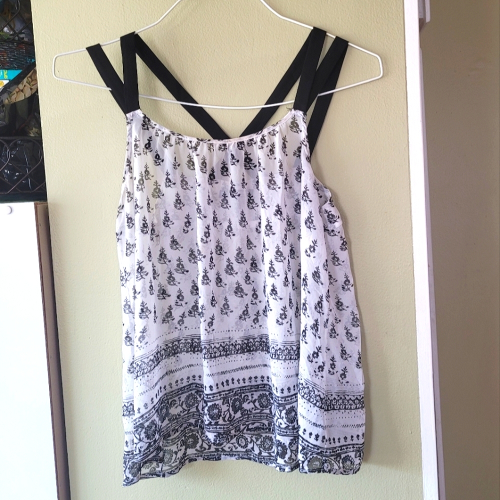 White and Black Sheer Top
